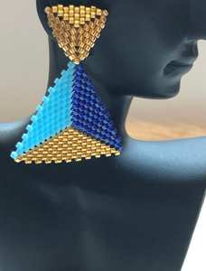 Boho ต่างหูลูกปัดด้วยการออกแบบสีฟ้าครามแอนดี้ cascading Fringe, เครื่องประดับของขวัญที่ไม่ซ้ำกัน - Product Image 2