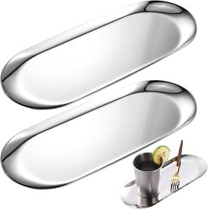 Bandeja Redonda de Acero Inoxidable de Diseño con Patas, Bandeja para Servir Grabada para Comida, Postres, Frutas, Café, Té - Product Image 3