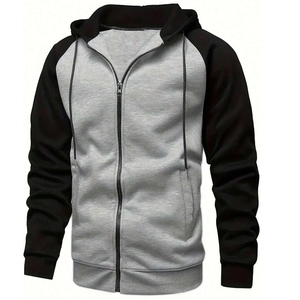 Venta al por mayor de sudaderas con cremallera para mujer de manga larga de otoño sudaderas de gran tamaño de lana 100% de algodón con cremallera completa ropa de calle Sudadera con capucha - Product Image 1