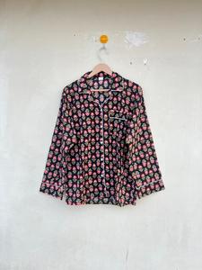 Traje de noche de algodón 100% hecho a mano indio, ropa de dormir con estampado Floral, elegante, informal para primavera, otoño, vacaciones, paseo matutino exclusivo - Product Image 6