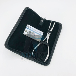 Pince d'extension de cheveux multifonctionnelle professionnelle avec 3 trous de sertissage de perles de finition argentée personnalisée et outil d'ouverture de perles - Product Image 1