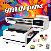 Printer UV Flatbed Multifungsi 4 in 1 6090 3 Printhead Resolusi Tinggi Respon Cepat untuk Bahan Datar Label Kristal TPU