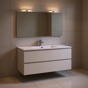 2C 2V White 120 cm Export Cabinet with 120x60 Beton <b>Mirror</b> Top and 2 Belize Lamps Bathroom <b>Sets</b> - Product Image 3