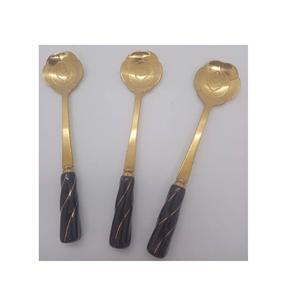 Nouveauté Cuillère en laiton doré et manche en marbre design populaire Cuillère en marbre et laiton noir à prix abordable - Product Image 1