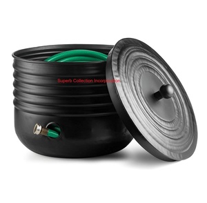 Olla para manguera de cobre martillado elegante de alta calidad, soporte para manguera de jardín al aire libre con mango de pájaro decorativo, almacenamiento para Patio - Product Image 6