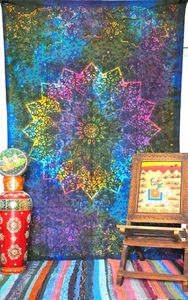 Tapiz de mandala indio para colgar en la pared estrella psicodélica Multicolor Tie Dye Bohemian Gipsy Bedcover Beach Throw al por mayor - Product Image 6