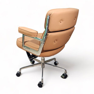 Fauteuil pivotant contemporain en cuir Nappa avec base et structure en aluminium pour atelier et visiteurs (GAK995) - Product Image 3