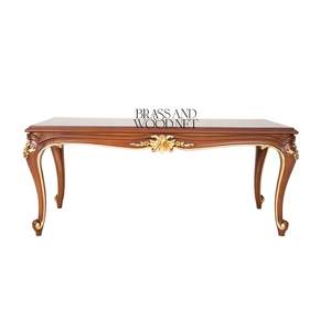 Table basse de luxe avec incrustations en laiton complexes et détails dorés élégants pour une décoration de salon classique - Product Image 2