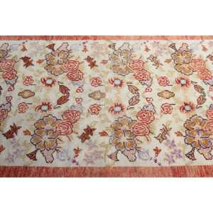 Vintage Turkish Rug, 2.8x5.5 ft Accent Rug, <b>Red</b> White Floral <b>Wool</b> Rug - Product Image 4