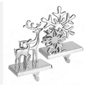 Soporte para medias con diseño de copos de nieve y renos de lujo moderno, gancho para colgar medias navideñas, perfecto para adornos colgantes - Product Image 1