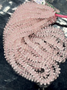 Natural Rose Quartz 7-8mm German <b>Cut</b> Faceted <b>Disc</b> Rondelle <b>Stone</b> Beads 14 Inch Strand for Jewelry Making and Craft - Product Image 6