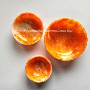 Bol à feu créatif en céramique en résine émaillée avec couronne rayée Lot de 3 pour les fêtes avec poignée - Product Image 1