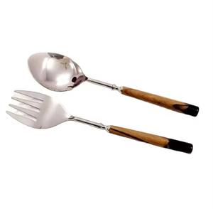 Ensemble de couverts modernes en acier inoxydable de qualité 304 manche en bois fait à la main brillant fini couverts Style chic pour offrir des cadeaux - Product Image 2
