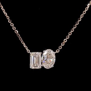1.82 Ct Mixte Forme Lab Grown Diamant Collier 14K Or Rose Léger Pendentif Luxueux Quotidien Élégant Bijoux - Product Image 3