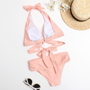 Belle couleur deux pièces licou croix avant femmes colombiennes Bikini Sexy maillots de bain maillots de bain 2025 - Product Image 3
