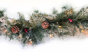 180 cm. Boa natalizia con pigne, palline rosse e neve 30 LED (F-Bright 00523) - Product Image 1