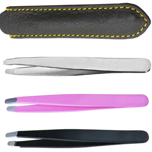 Juego de pinzas para pestañas de acero inoxidable de tendencia superior, aplicador de pestañas, pinzas para cejas con diseño de color plateado y negro personalizado - Product Image 2