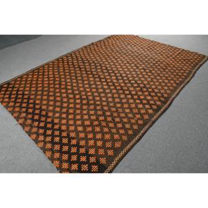Turkish Vintage Rug 5.2x9.9 ft (160x303 cm), Kilim <b>Brown</b> <b>Wool</b> Rug - Product Image 4