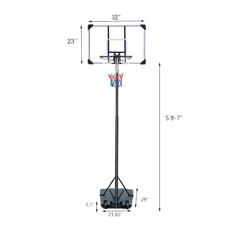 Ayarlanabilir basketbol potası 54 inç polikarbonat