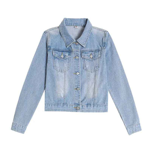 Chaqueta vaquera de invierno lavada duradera de algodón 100%, ropa informal, chaqueta vaquera de invierno de ajuste Regular, chaqueta vaquera de moda para mujer más vendida - Product Image 2