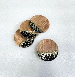 Dessous de verre en bois et en résine pour boissons, vernis naturel, pour la maison - Product Image 3