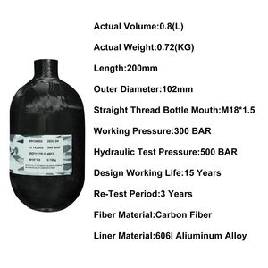 Cilindro de Aire para Paintball de Fibra de Carbono de 0.8L 48ci, Fabricante con Certificación ISO - Product Image 3