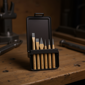 Juego de 6 Cinceles y Punzones de Punta Recta de Grado Industrial Knipex, con Mango de Acero, Empaquetados en Caja Metálica - Product Image 2