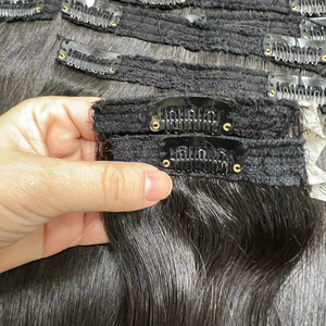 Extensions de cheveux à clips 100% cheveux humains vierges Remy, texture lisse, longueur de 6'' à 32'' - Product Image 1