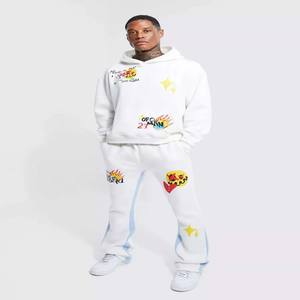 Super Design 400 Gsm Survêtement Homme Peinture Vintage Personnalisée Empilés Flare Lavage à l'Acide Surdimensionné Survêtement Vintage - Product Image 3