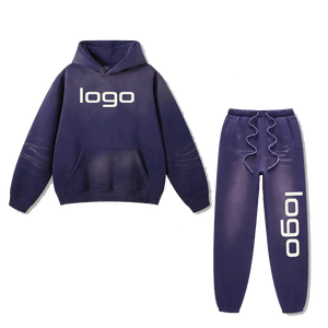 Survêtements en coton avec logo brodé personnalisé, coupe ajustée unisexe, ensemble de survêtement, jogging - Product Image 5