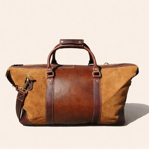 Genuine Leather Casual Luxury Sport Weekender Travel Duffle Bag Men Women Portable Lightweight Foldable Durable Adjustable <b>Strap</b> - Product Image 1