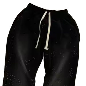 Ropa de calle personalizada de gran tamaño Black Acid Wash Diamond All Over Print Rhinestone Jogger Pantalones de chándal Pantalones anchos para hombre lavados 2025 - Product Image 4
