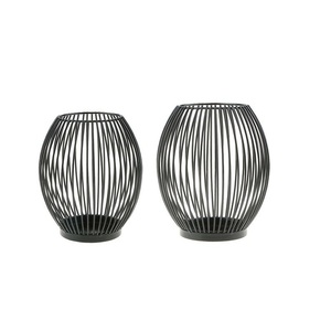 Premium <b>Set</b> of 2 Black Antique Design Wire Candle <b>Lanterns</b> Toptable Decorative Christmas Decoration Black Metal Bulk Hot Sale - Product Image 1