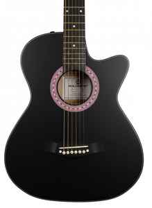 กีตาร์โปร่ง Solobeat A77 HK ขนาด 40 นิ้ว แบบคัทอะเวย์ สีดำ สายเหล็ก สำหรับผู้เริ่มต้นและมืออาชีพ หน้าไม้แท้ ด้านหลัง/ข้างทำจากไม้โรสวูด - Product Image 2