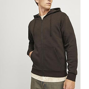Sudadera con capucha y cremallera de forro polar de algodón grueso con logotipo personalizado para bordado, bolsillos laterales estampados en relieve, sudaderas con capucha de marca de etiqueta privada - Product Image 2