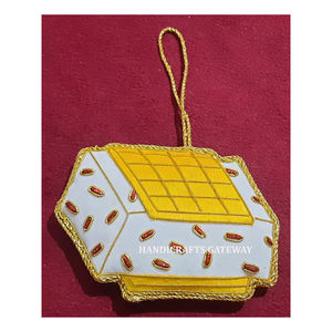 Top qualité à la main Zari broderie et perlé travail arbre de noël décoration étoile forme fête de noël ornement suspendu - Product Image 3