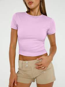 Camiseta de secado rápido de moda para mujer personalizada OEM con diseño impreso de algodón y microfibra para uso veraniego - Product Image 6