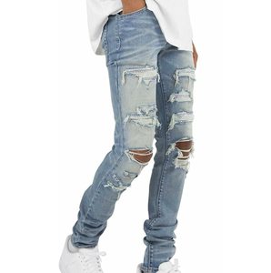 กางเกงยีนส์ขาสั้นของผู้ชายสีระบายเข้ารูประบายอากาศได้ดีปรับแต่งได้ - Product Image 6