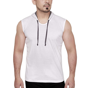 เสื้อแขนกุดมีฮู้ดสำหรับผู้ชายเสื้อครอปแบบธรรมดาสำหรับออกกำลังกายฟิตเนสยิมแบบลำลอง - Product Image 1