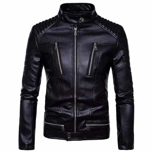 Chaqueta de Cuero de Cordero Negra para Hombre, Diseño Pakistaní, con Cuello Alto y Cierre de Cremallera, para Invierno, Nueva Moda 2025 - Product Image 3