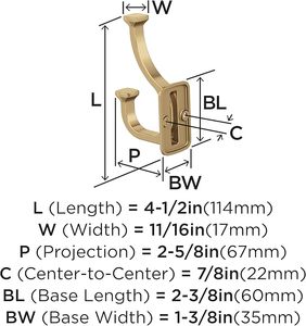Aulne Double Prong Décoratif Mur Crochets Champagne Bronze Crochet Pour Manteaux Chapeaux Chambre Bureau Placard Entrée Salle De Bains - Product Image 6