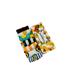 7-Piece Breathable Nylon <b>Sock</b> Set Colorful Fruit Embroidery Print Custom Logo One Size <b>Knee</b>-<b>Length</b> for Spring Daily Use - Product Image 1