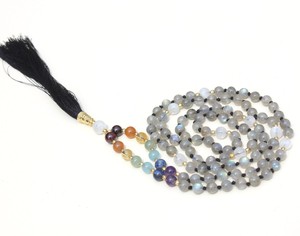 Hecho a mano 7 Chakra Yoga joyería Labradorita Natural 108 anudado Mala cuentas Piedras Naturales Pulsera artista indio regalos con cuentas - Product Image 1