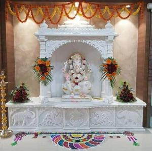 Meubles en pierre naturelle pour la maison, salon, sculpture en marbre, sculpture en marbre blanc, temple en marbre blanc au prix d'usine - Product Image 1