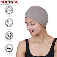 Turban Hijab en Coton Uni Personnalisé pour Femme, Doux, Extensible, Respirant, Antidérapant, Confortable, pour Chimiothérapie, Perte de Cheveux, Sommeil