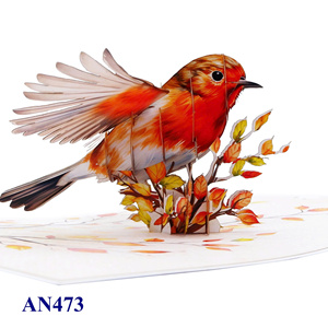 Tarjeta de Felicitación de Papel Impresa en 3D con Diseño de Pájaro Robin, Hecha a Mano, Diseño Personalizado, Papel de Arte Hecho en Vietnam - Product Image 4