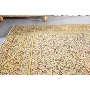 Alfombra turca clásica Vintage de 4,8x7,1 pies, diseño de retales amarillos, Material de lana, respaldo de látex para sala de estar, pasillo, entrada - Product Image 2