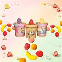 Glace en bâtonnets aux fruits miniatures saveur citron, mangue, fraise, pêche, avocat, emballage boîte, best-seller mondial