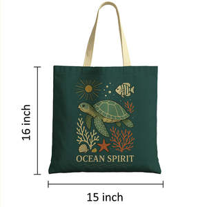Ocean <b>Spirit</b> Eco-Friendly Beach Tote Bags Medium Size Long Rope Handle Canvas Tyvek Paper Screen Printing Washable Recyclable - Product Image 6