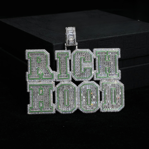 Pendentif Hip Hop en argent sterling 925 pour homme avec VVS Moissanite Round & Baguette Diamond Gold Plating Cute Style 'Ice Out' Design - Product Image 5